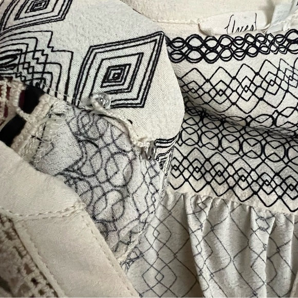 Anthropologie Floreat Perrie Dress Boho Cream / Ivory 3/4 Sleeve Tassel Tie - Picture 10 of 12